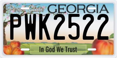 GA license plate PWK2522