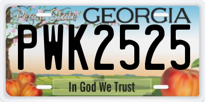 GA license plate PWK2525