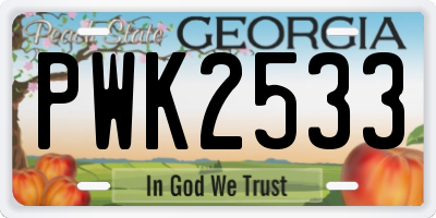 GA license plate PWK2533