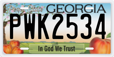 GA license plate PWK2534