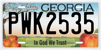 GA license plate PWK2535
