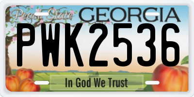 GA license plate PWK2536