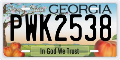 GA license plate PWK2538