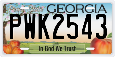 GA license plate PWK2543