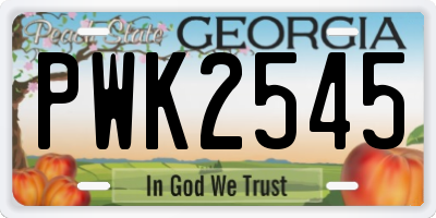 GA license plate PWK2545