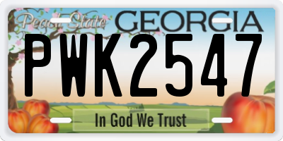 GA license plate PWK2547