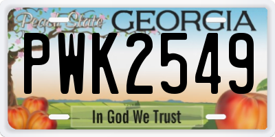 GA license plate PWK2549