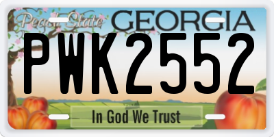 GA license plate PWK2552