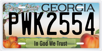 GA license plate PWK2554