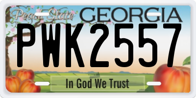 GA license plate PWK2557
