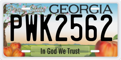 GA license plate PWK2562
