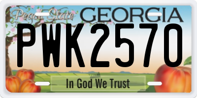 GA license plate PWK2570