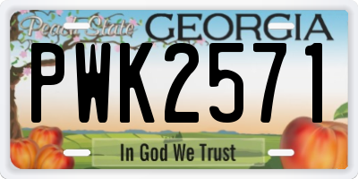 GA license plate PWK2571