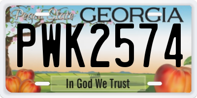 GA license plate PWK2574