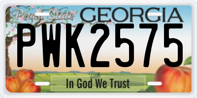 GA license plate PWK2575