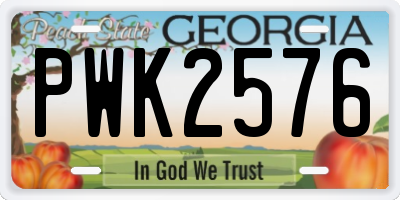 GA license plate PWK2576