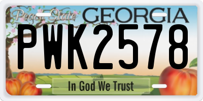 GA license plate PWK2578