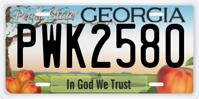 GA license plate PWK2580