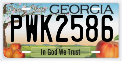 GA license plate PWK2586