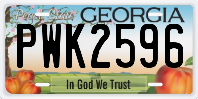 GA license plate PWK2596