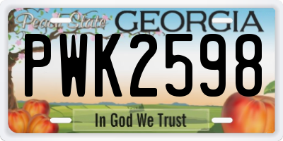 GA license plate PWK2598