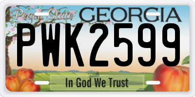 GA license plate PWK2599