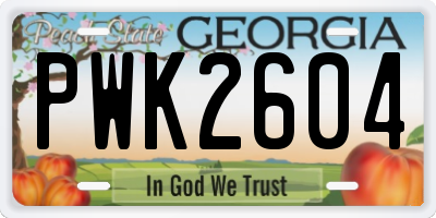 GA license plate PWK2604