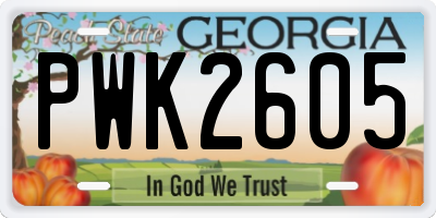 GA license plate PWK2605