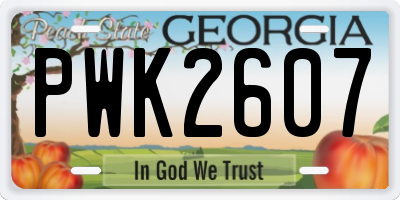 GA license plate PWK2607