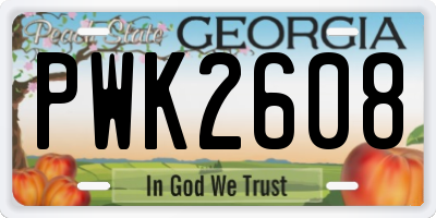 GA license plate PWK2608