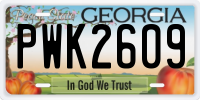 GA license plate PWK2609