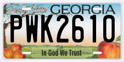 GA license plate PWK2610