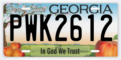 GA license plate PWK2612