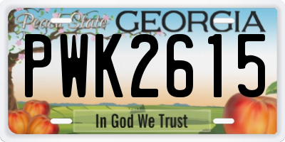 GA license plate PWK2615