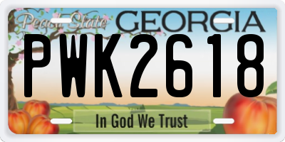 GA license plate PWK2618