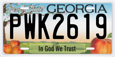 GA license plate PWK2619
