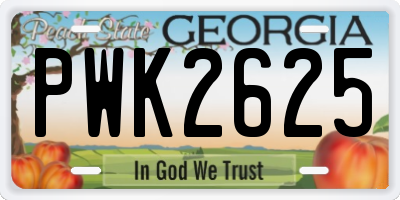 GA license plate PWK2625