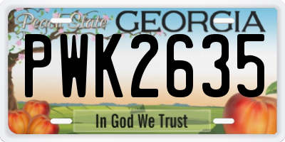 GA license plate PWK2635