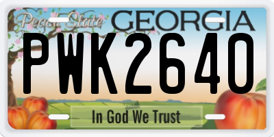 GA license plate PWK2640
