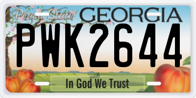 GA license plate PWK2644