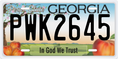 GA license plate PWK2645