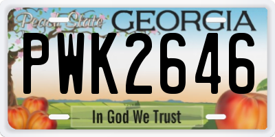 GA license plate PWK2646