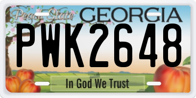 GA license plate PWK2648