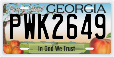 GA license plate PWK2649