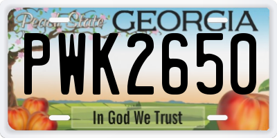 GA license plate PWK2650