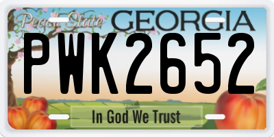 GA license plate PWK2652