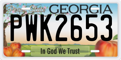 GA license plate PWK2653