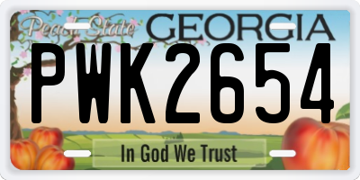 GA license plate PWK2654