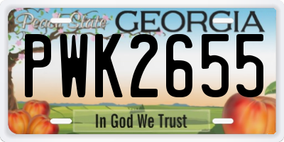 GA license plate PWK2655