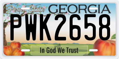 GA license plate PWK2658